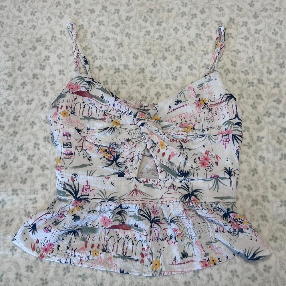 White and pink floral print